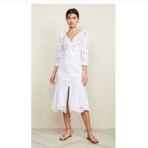 Rebecca Taylor Terri Embroidered V-Neck Dress Open Back